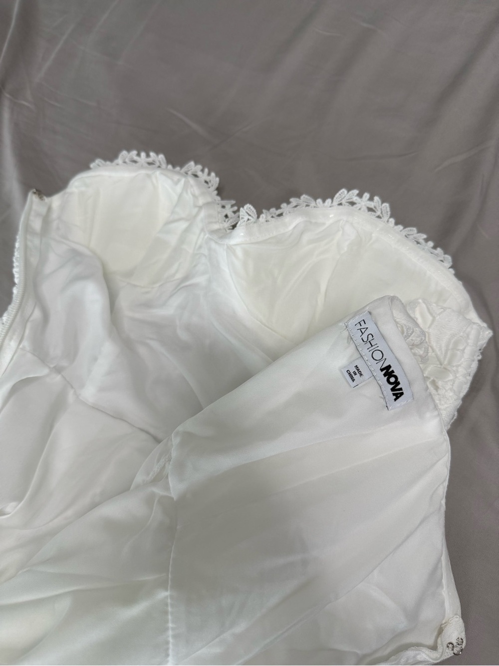 White Floral Lace Midi Dress with Corset - Picture 5 of 6
